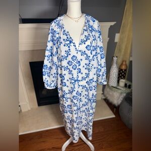 H&M White & Blue Printed Sun Dress